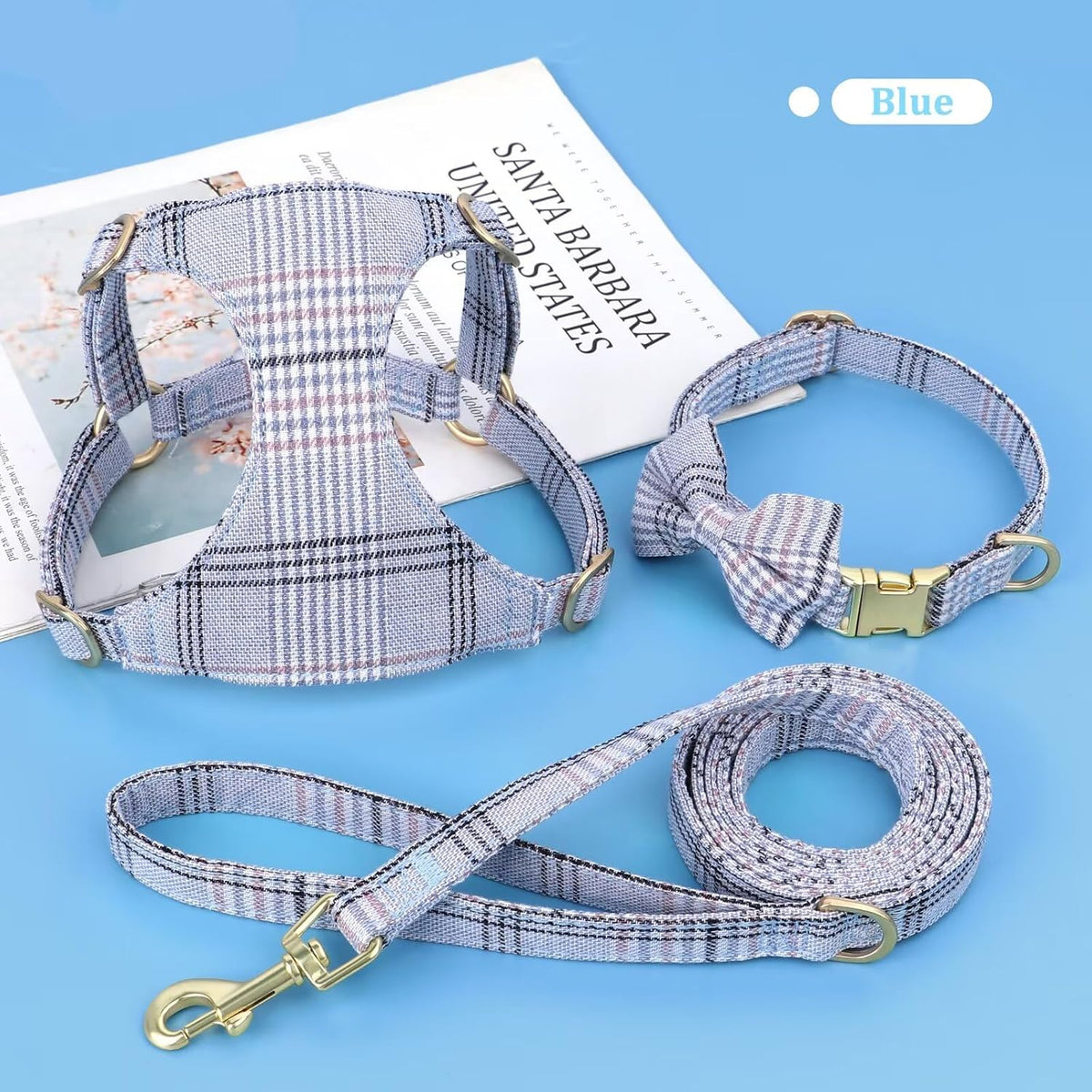 Beirui Cute Extra Small Dog Harness and Leash Set, Blue,XXS,Chest 12-14"