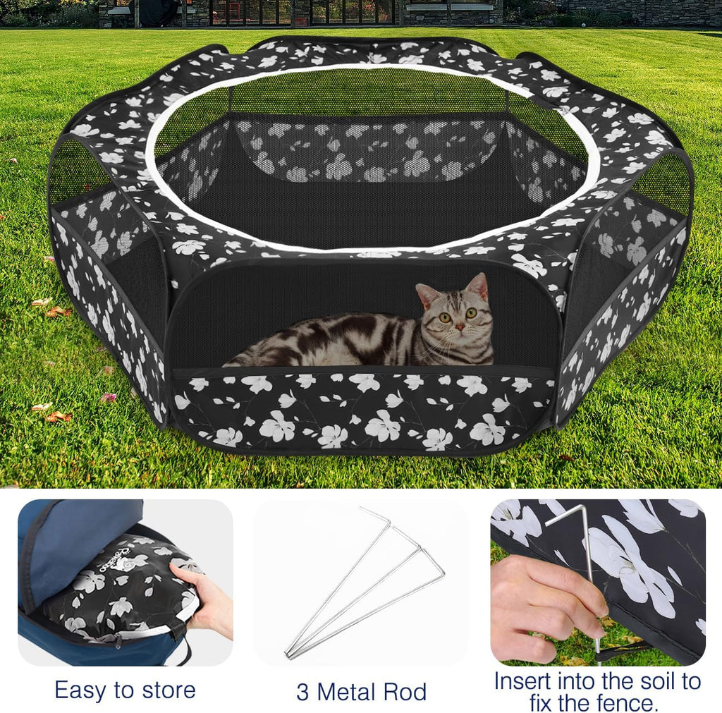 Pawaboo Small Animal Playpen, Waterproof Portable Pet Cage Tent, Magnolia