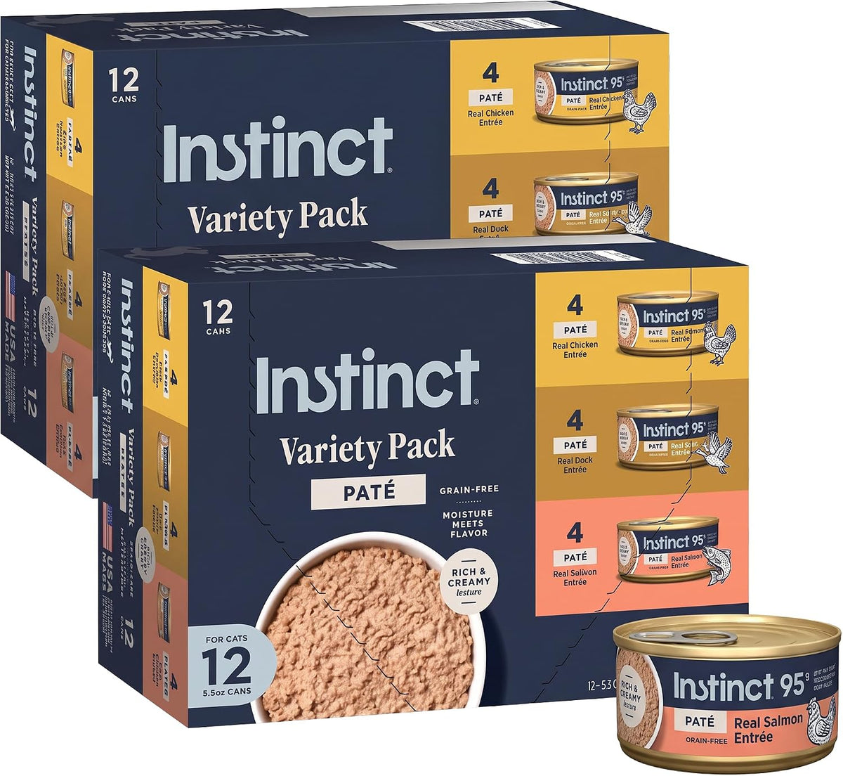 Instinct Original Pate Wet Cat Food, Grain Free Recipe - Variety Pack, 5.5 Ounce, (Pack of 24)