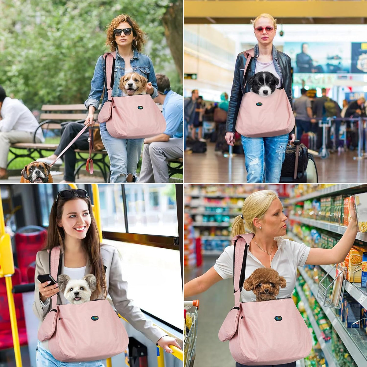 Ownpets XL Dog Sling 15-25lbs, Hands-Free Carrier with Bottom Support Pad