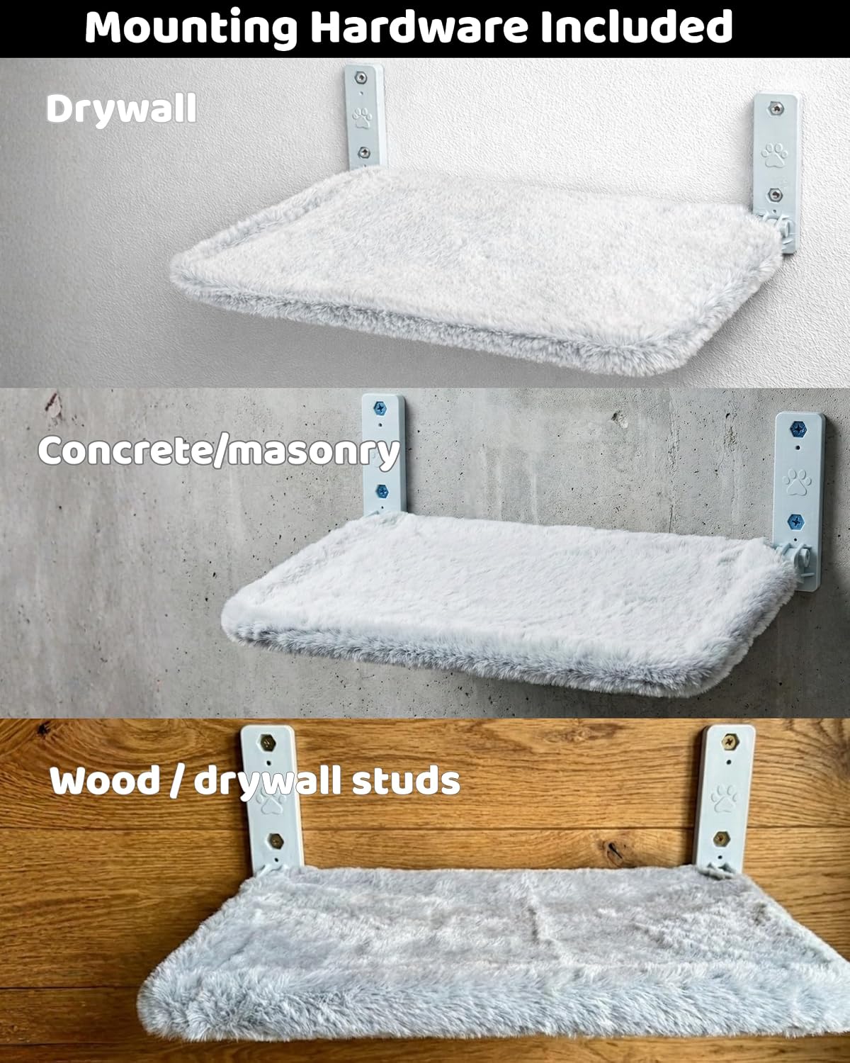 OtterPets Cat Wall Bed, Foldable Cat Wall Hammock with Plush Washable Cover