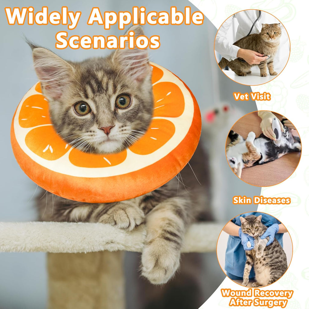 Cat Cone Collar Soft, Adjustable Cat Recovery Cone (Orange, S)