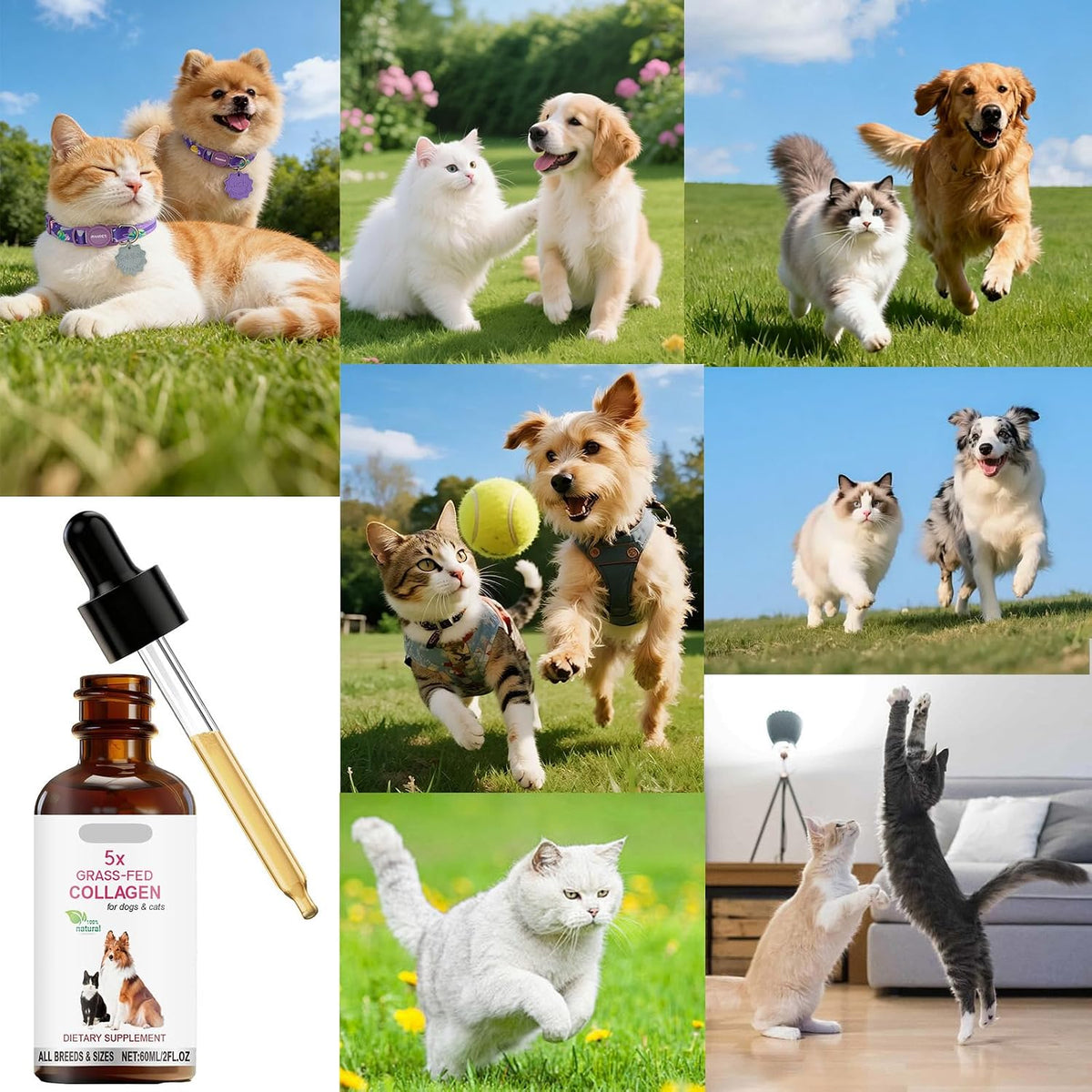 Collagen for Dogs & Cats, 5 Types Collagen for Hip and Joints, Skin & Coat