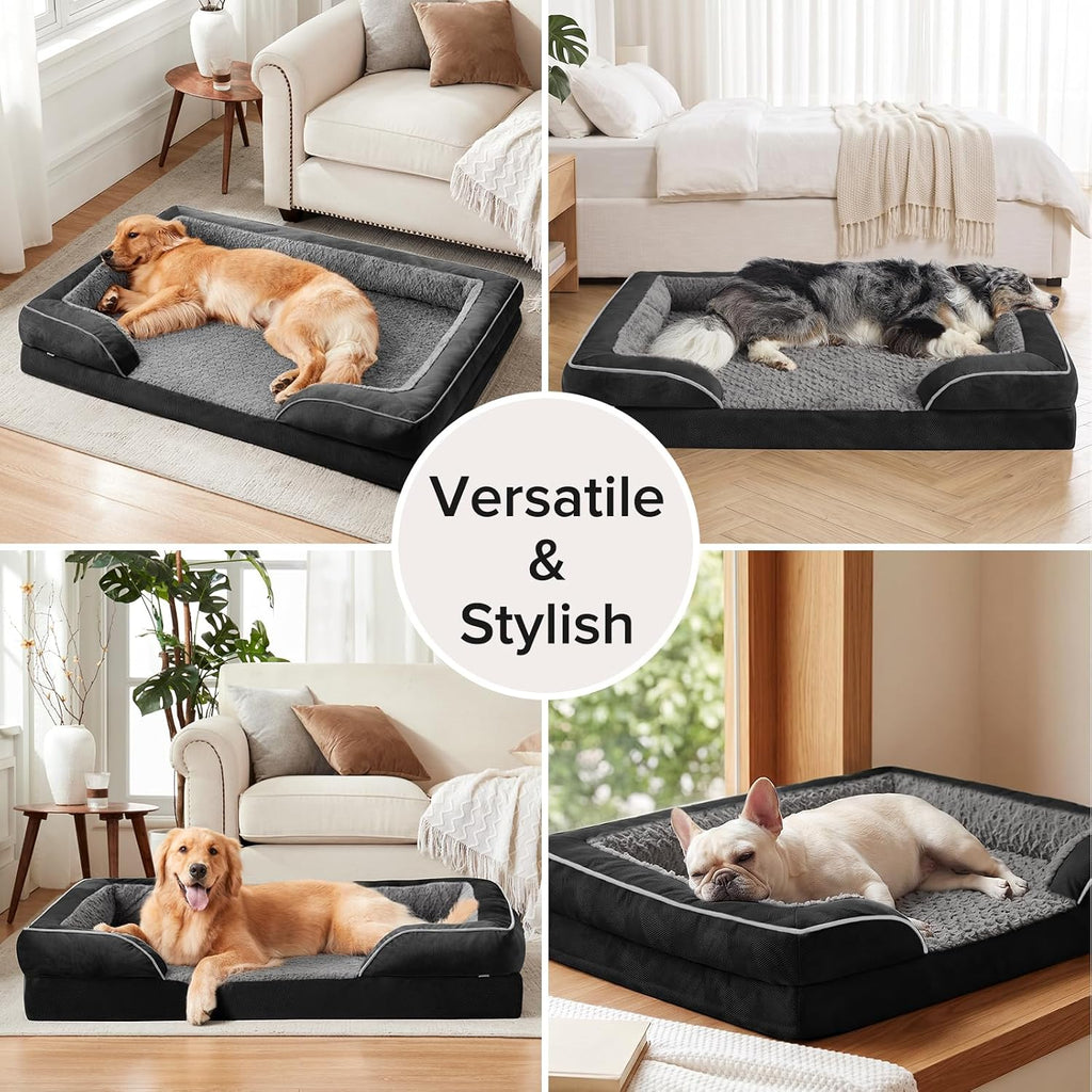 INVENHO Orthopedic Medium Dog Dogs, Egg-Crate Foam Dog Couch with Washable Removable Cover, Waterproof Lining and Nonskid Bottom
