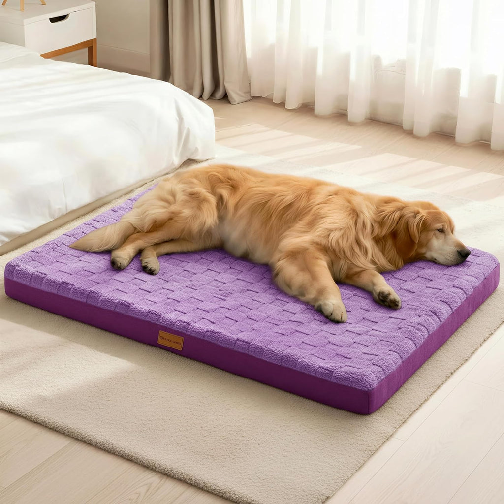 Patas Lague Orthopedic Large Dog Bed Washable Pet Crate Mat 48''X30'' Purple
