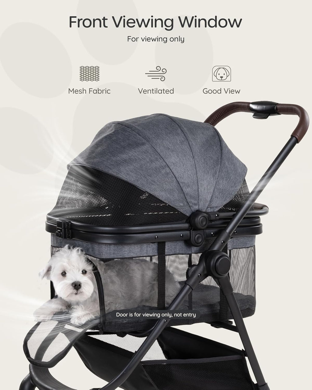 Pet Stroller for Small Dogs & Cats, Foldable with Detachable Carrier