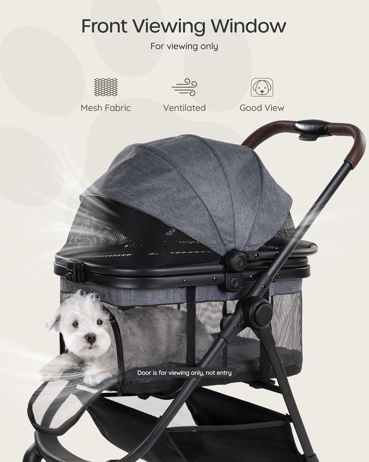 Pet Stroller for Small Dogs & Cats, Foldable with Detachable Carrier