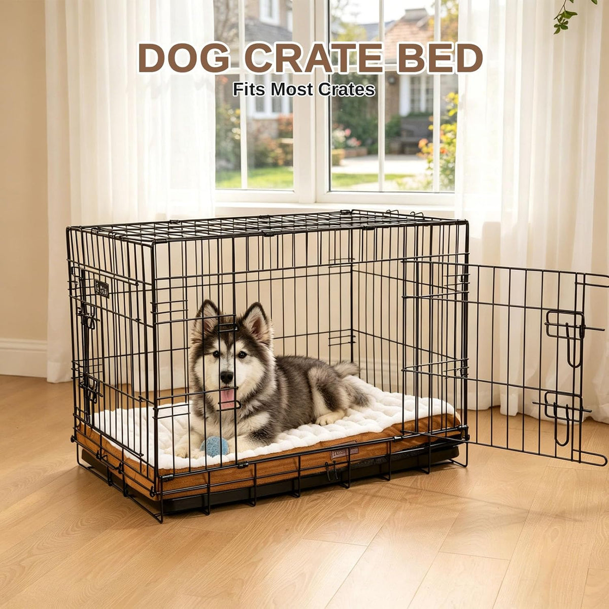 Orthopedic Dog Bed for Medium Dogs,Firm Egg Crate Foam,Nonslip Bottom,Brown