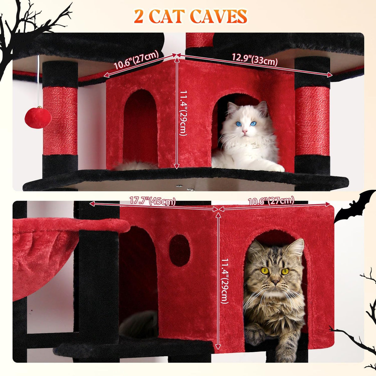 Globlazer Gothic Cat Tree Tower for Multiple Adult Cats, 82in, F82, Goth