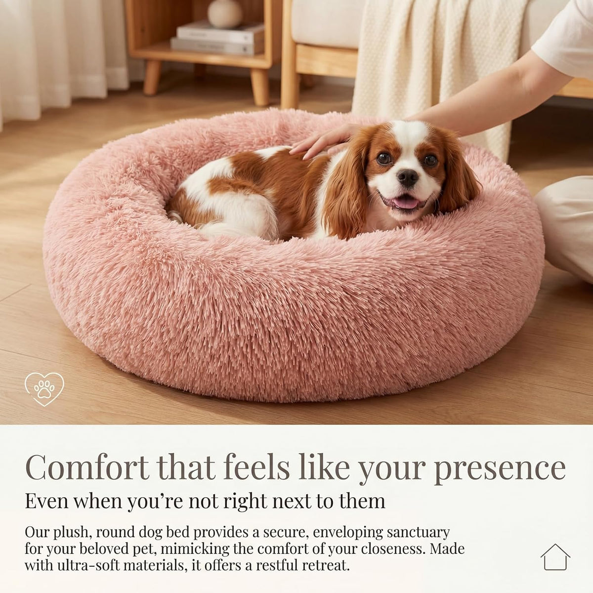 nononfish Plush Calming Dog Bed for Small Dogs,Donut Round Pet Bed