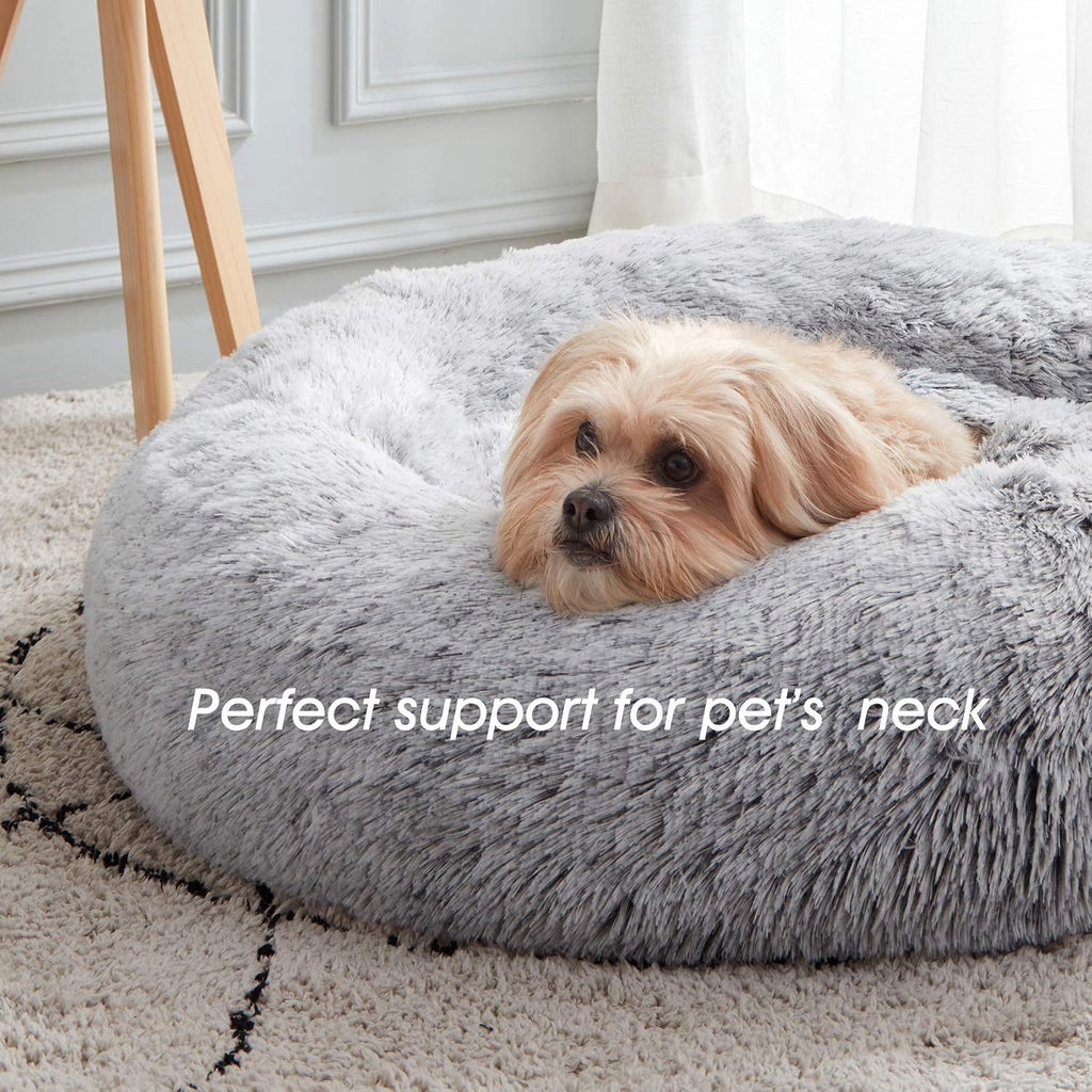 Western Home Calming Donut Small Medium Pet Dog Bed Washable,27" Light Grey