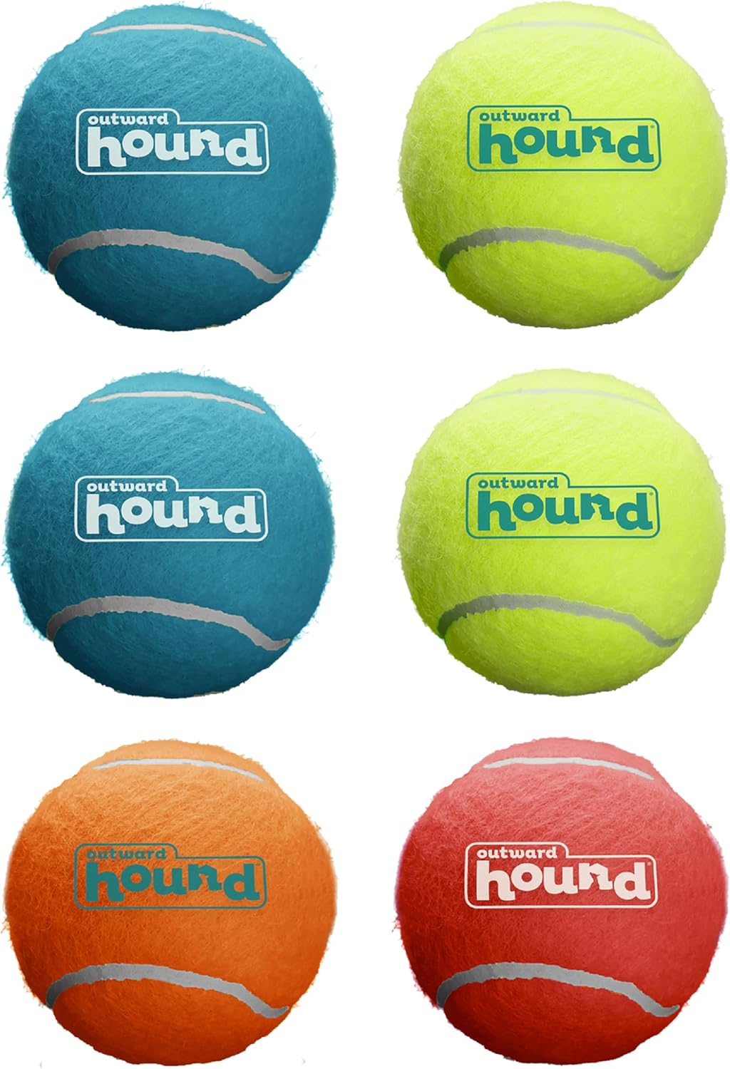 Outward Hound Squeaker Ballz Tennis Ball Dog Toy, Medium, 2.5", 6‑Pack