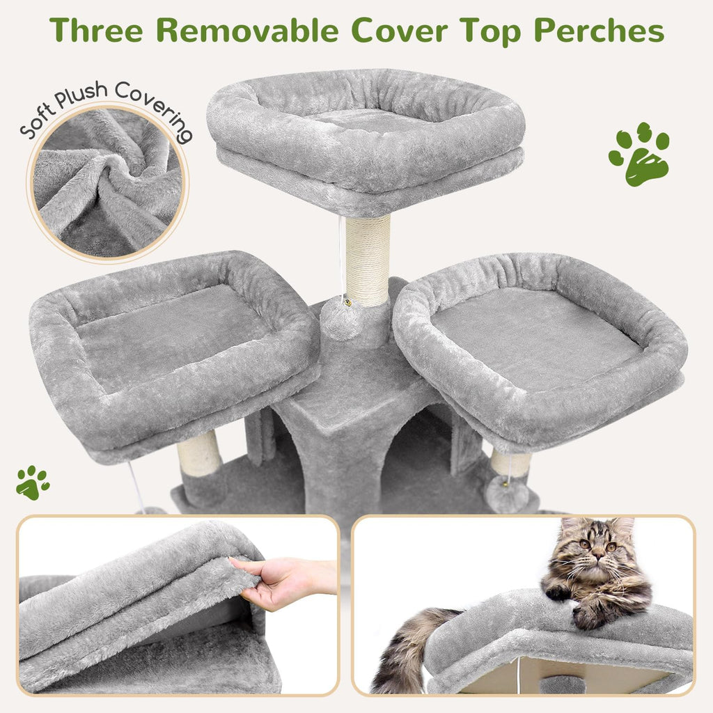 Globlazer Big XXL Cat Tower for Indoor Multiple Cats, F80, Light Grey
