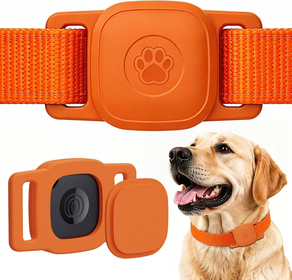 DDJ 2-Pack Waterproof Dog Collar Holder for Tile Mate Tracker, Durable Silicone Life360 Tile Case for Cat &Pet Collars Without Shaking, Anti-Lost Full Body for Tile Cover, Easy to Install, Orange