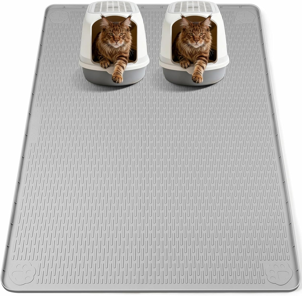 Silicone Cat Litter Mat for Litter Box 57”x40” Large Cat Mat, Light Grey | Waterproof, Non-Slip, Leak-Proof Rug Mat with Lip, Easy to Clean, Extra Large Litter Catcher Mat for Floor