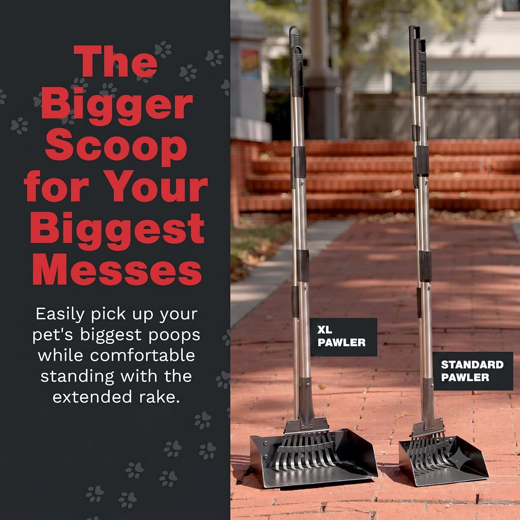 Pawler Pooper Scooper for Dogs with Heavy Duty Long Handle Rake & XL Tray