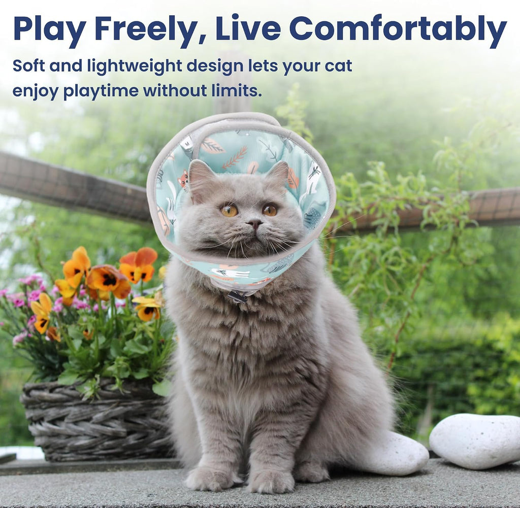 PawsPik Adjustable Soft Recovery Cone for Dogs & Cats, Small, Light Blue