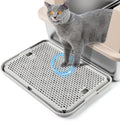 Cat Litter Box Step, Large Cat Litter Ramp with Filter Function, Light Grey
