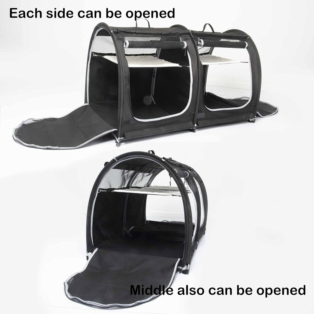 Mispace Portable Double Pet Carriers for Cats Collapsible Cat Condo for Car Travel Pet Kennel Show Cages with Portable Carry Bag Hammocks Mats and Litter Box
