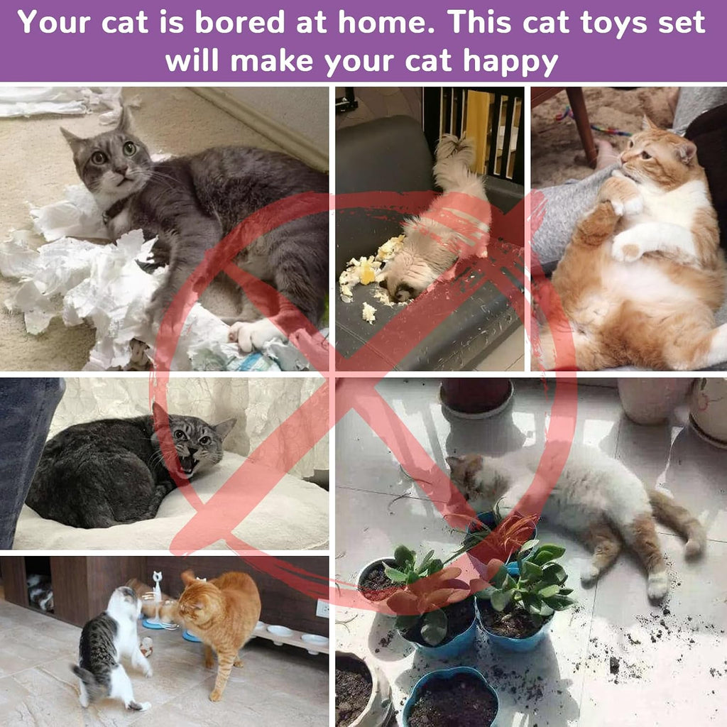 Retro Shaw 33Pcs Cat Toys for Indoor Cats, 2 Way Cat Game Tunnels