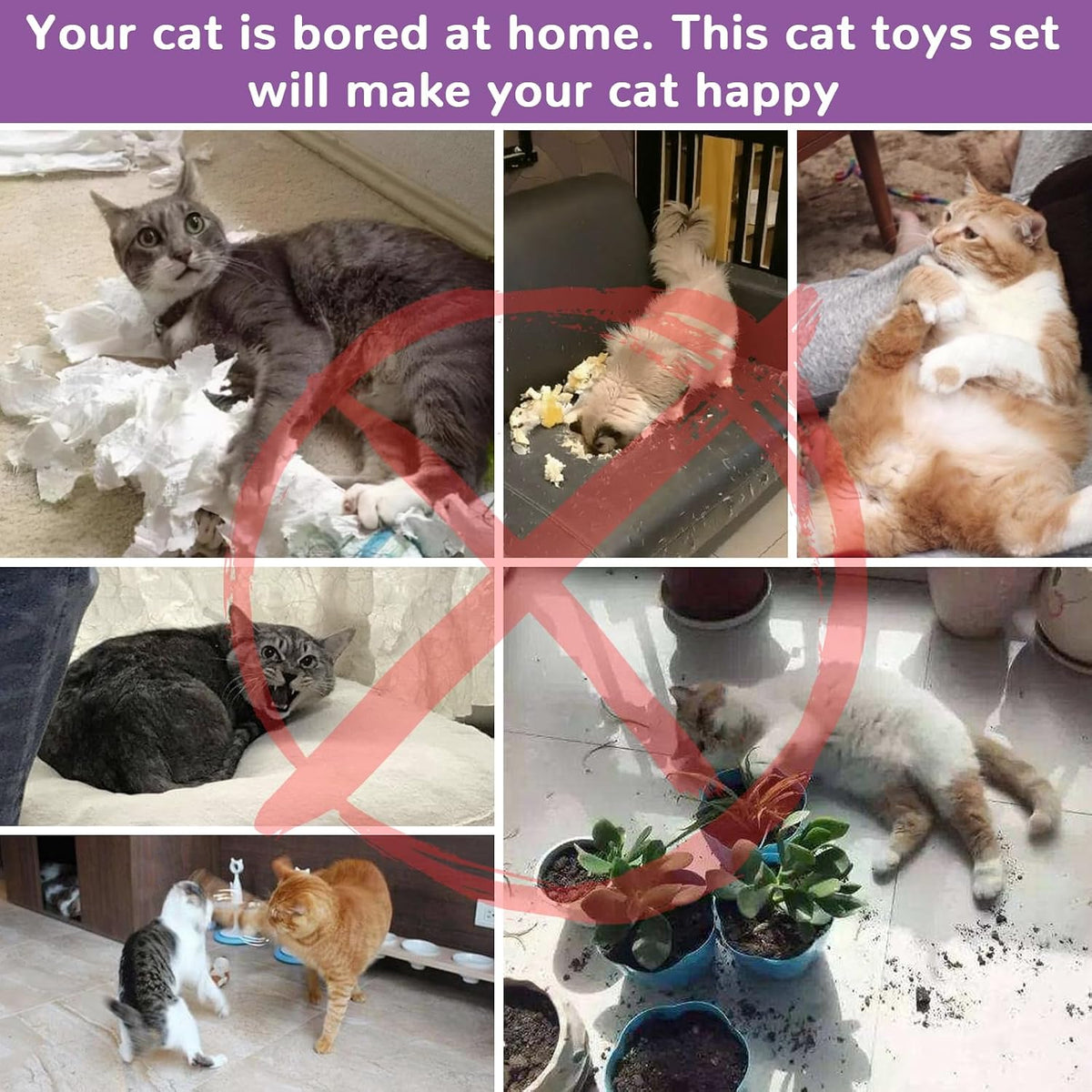 Retro Shaw 33Pcs Cat Toys for Indoor Cats, 2 Way Cat Game Tunnels