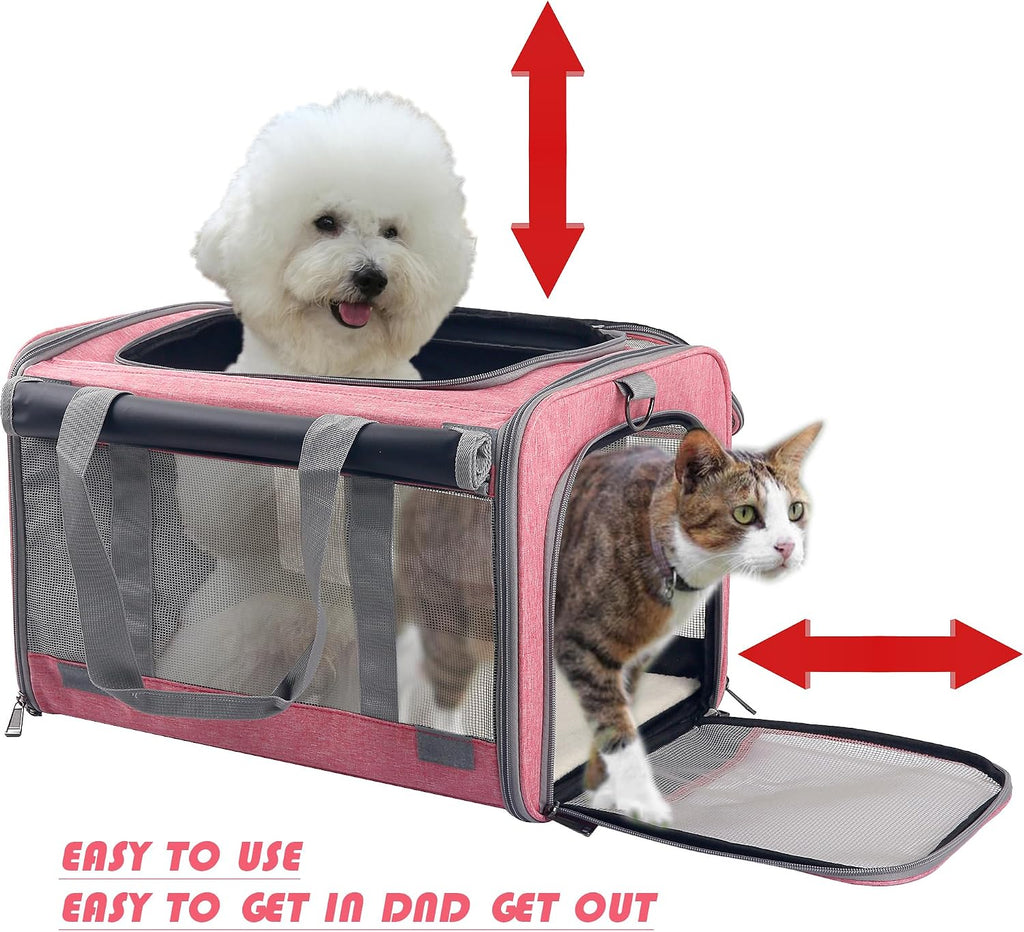 Dog & Cat Soft-Sided Carriers - Large, Travel Bag, Pink