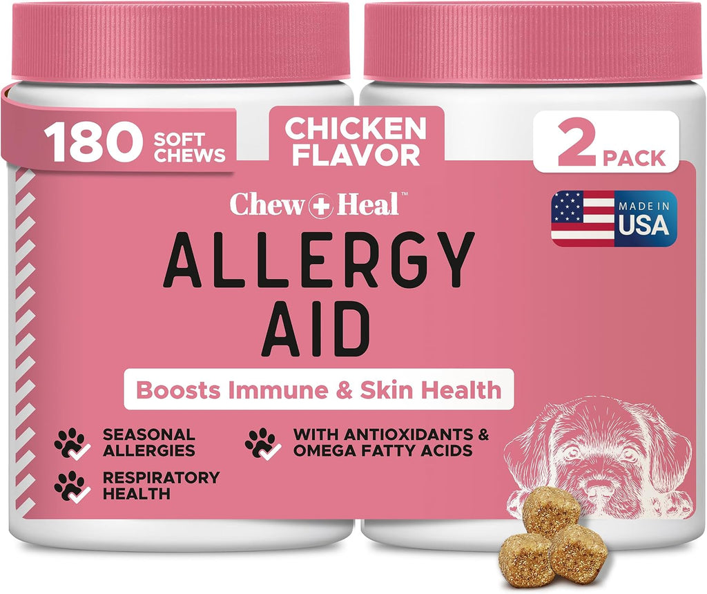 Dog Allergy Chews - 180 Soft Chews for Itchy Skin Relief