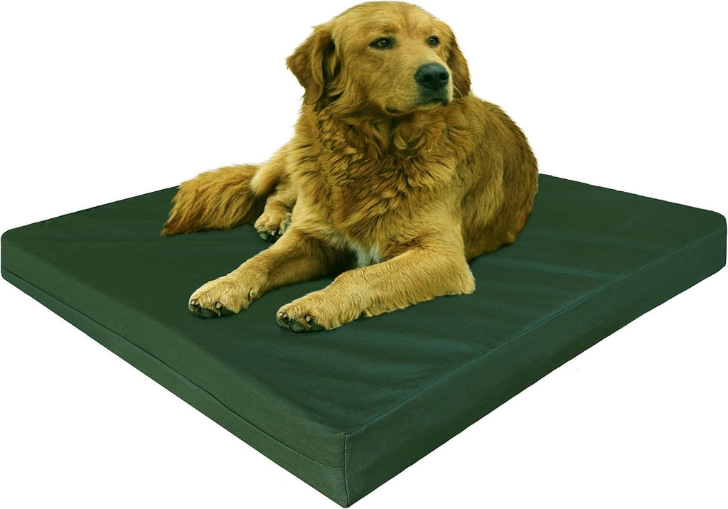 Dogbed4less XL Orthopedic Waterproof Durable Dog Bed for Medium to Large Dogs with Cool Memory Foam Pad, Canvas in Olive Green, 40X35X4