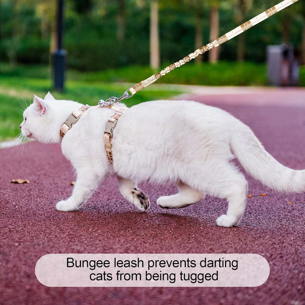 BEAUTYZOO Cat Harness and Leash Set, Escape Proof for Walking Travel, Khaki