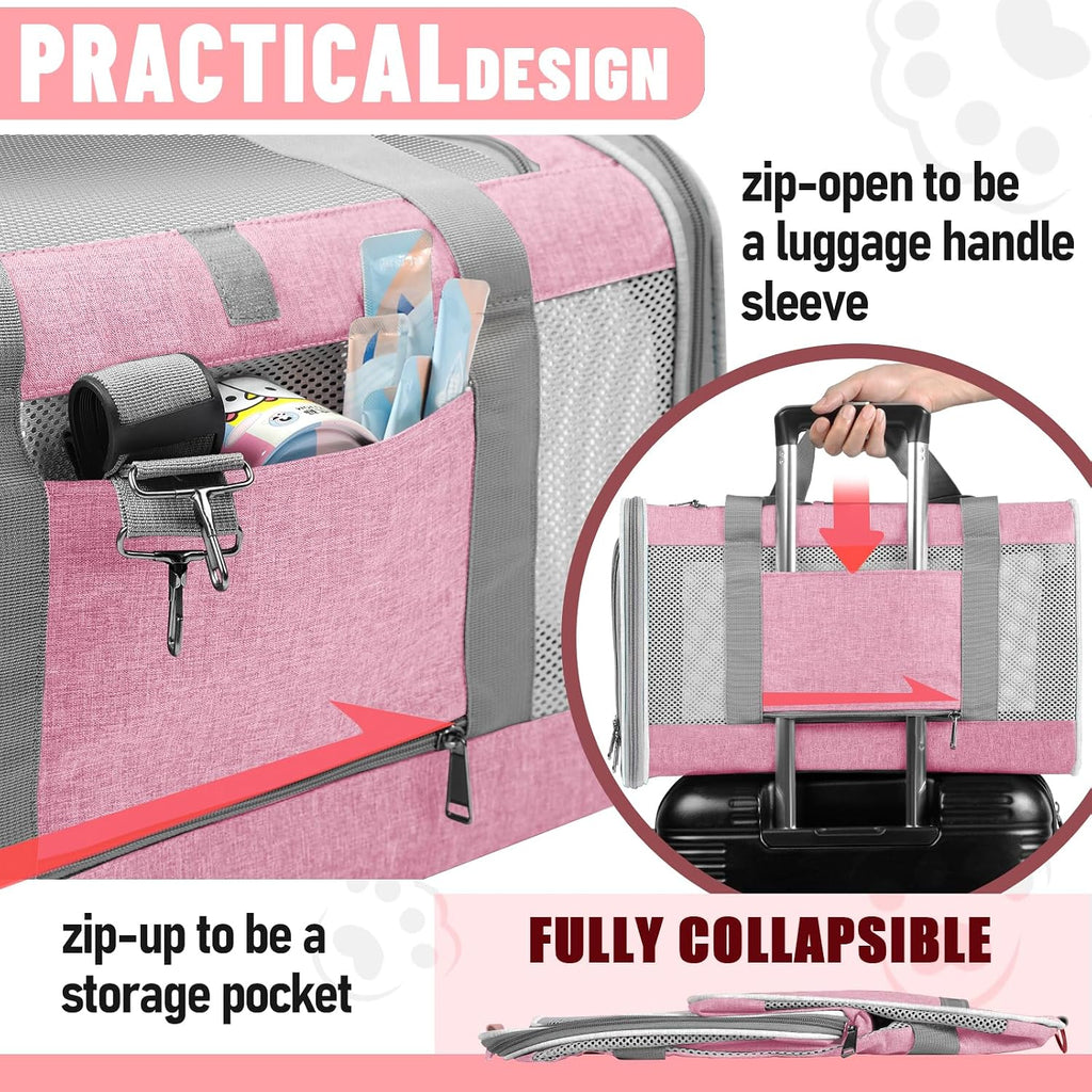 GAPZER Large Cat Carrier Soft, Collapsible Travel Pet Carry Bag, Small Dogs