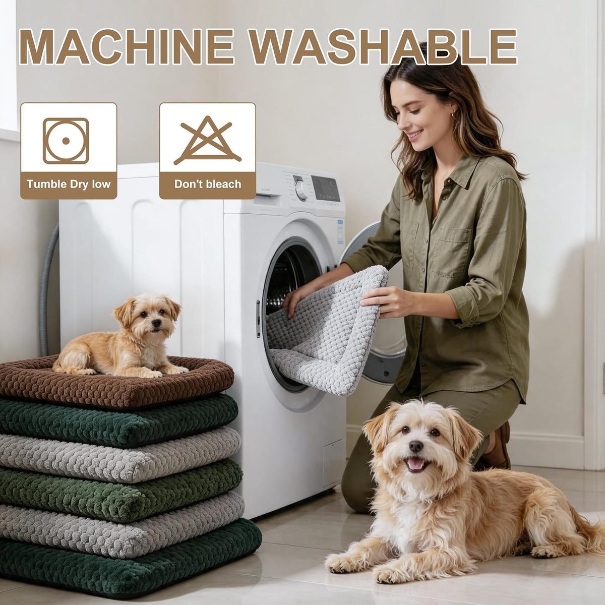 Dog Bed Mat, Soft Dog Beds - Portable Crate Pad for Dogs & Cats
