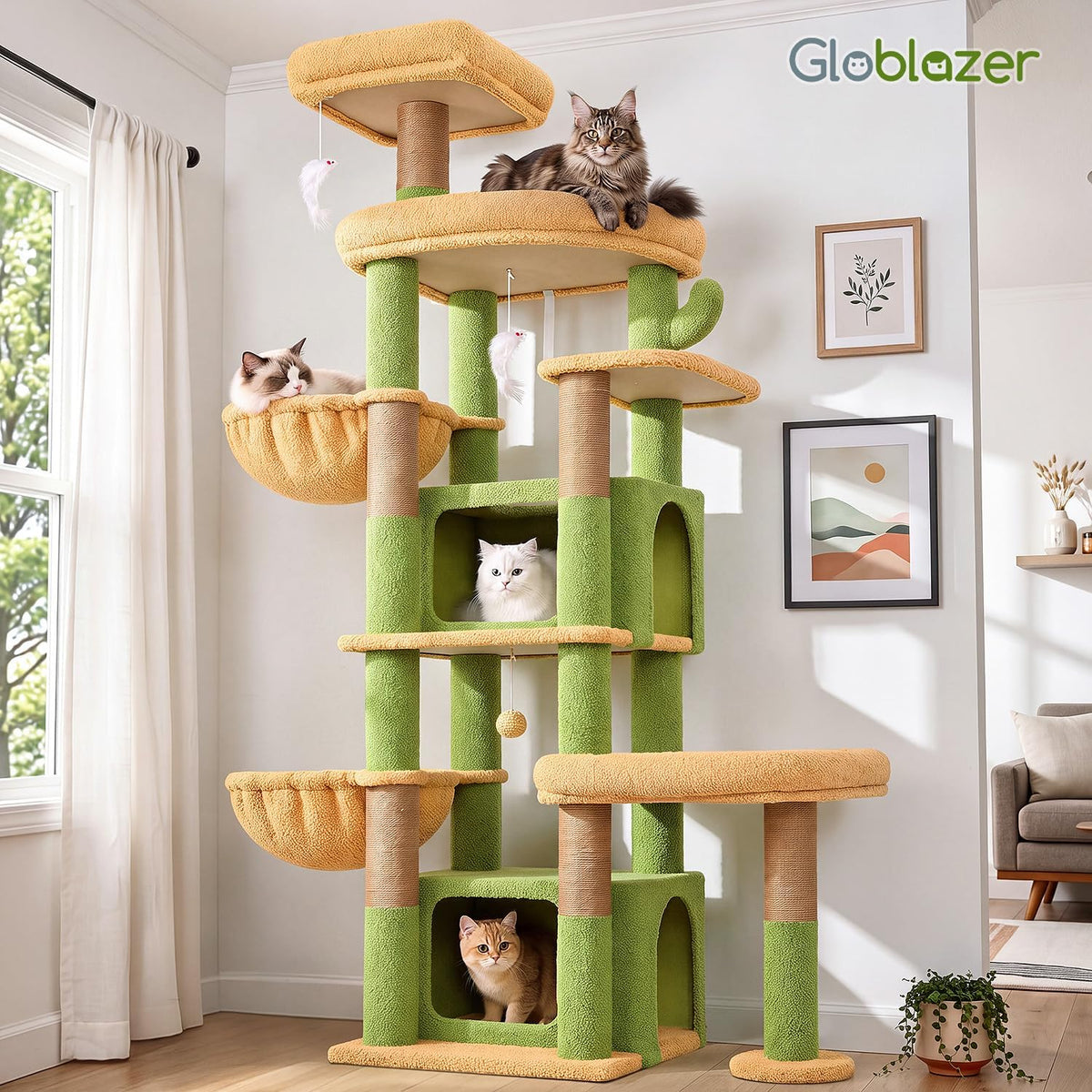 Globlazer Heavy Duty Maine Coon Cactus Cat Tree with Reinforced Base, S75