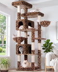 Globlazer Sturdy Extra Large Cat Tower for Indoor Cats, S81C, Leopard Print