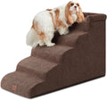 EHEYCIGA 5-Step Curved Dog Stairs for High Beds 20.7" H, Brown