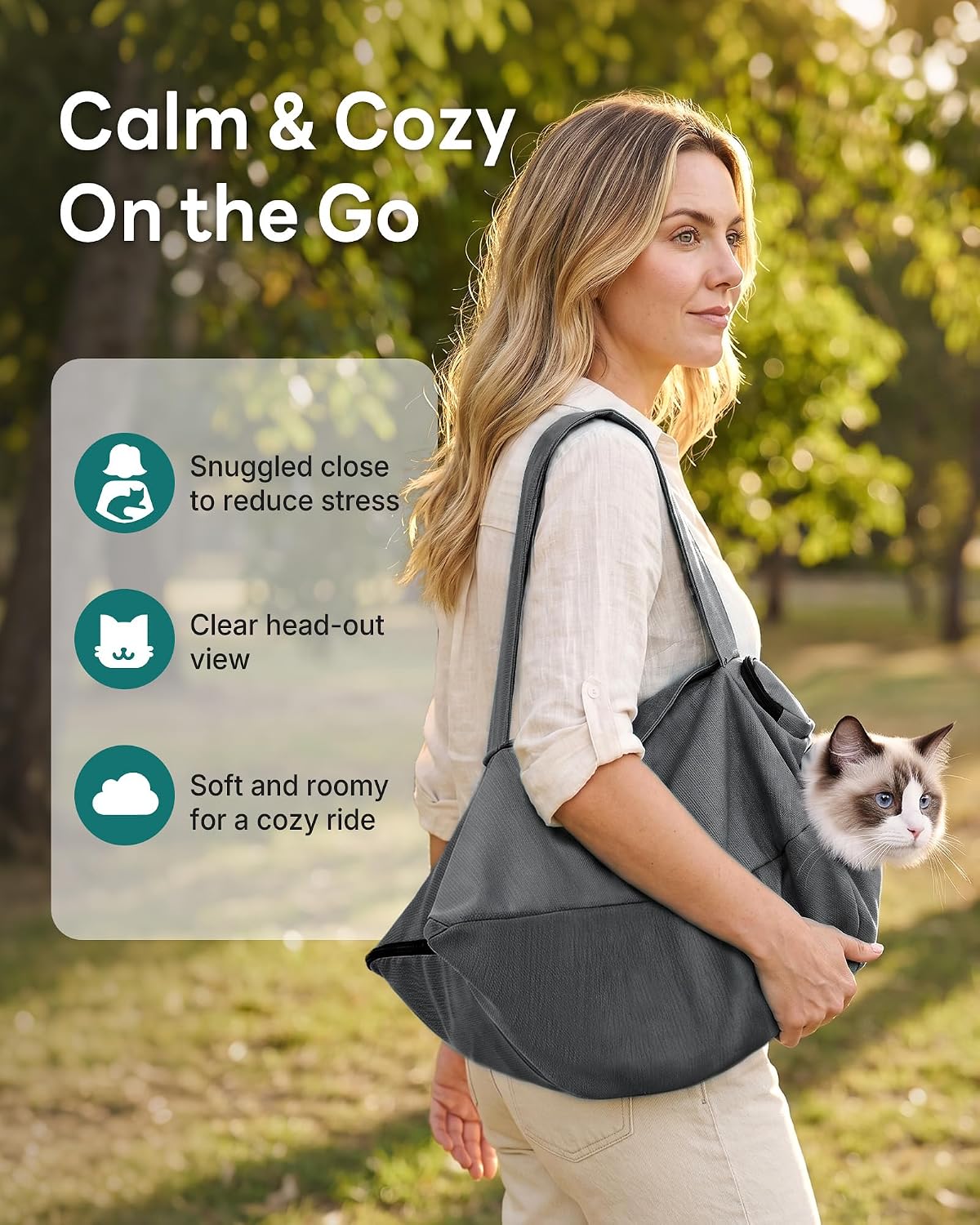 Cat Carrier Pouch, Soft Cat Grooming Restraint Bag for Vet Visits