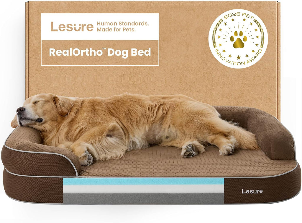 LE SURE RealOrtho™ XL Plus 3-Layer Orthopedic Extra Large Dog Bed,48" Brown