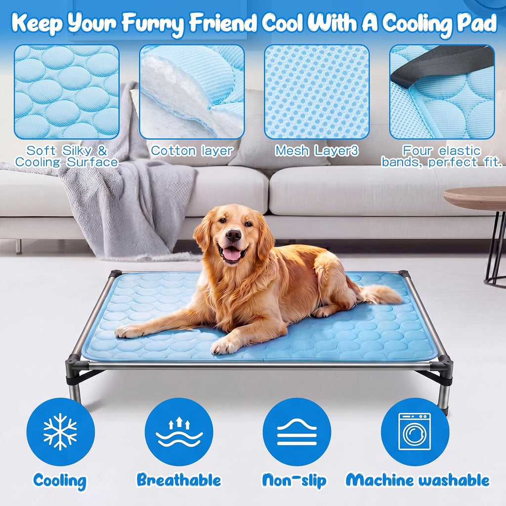 Elevated Dog Cat Bed Cover Replacement Pad, 42 x 30 Inch, Blue