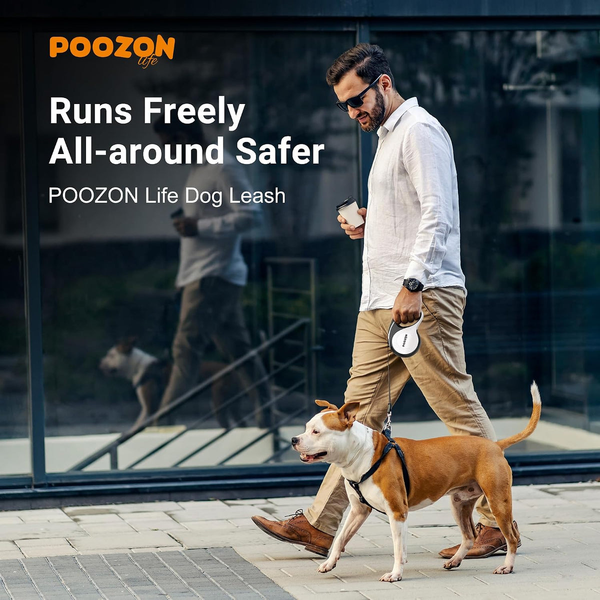 Retractable Dog Leash, 360° Tangle Free, 16 ft Strong Nylon Tap for Pets, Walking Leash for Medium and Large Dogs, Heavy Duty, One Button Break and Lock, Up to 110 lbs