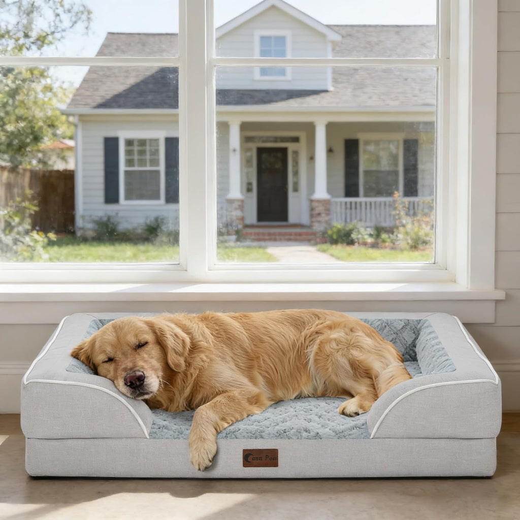 Orthopedic Dog Bed for Extra Large Dogs, 53x42in, Light Grey