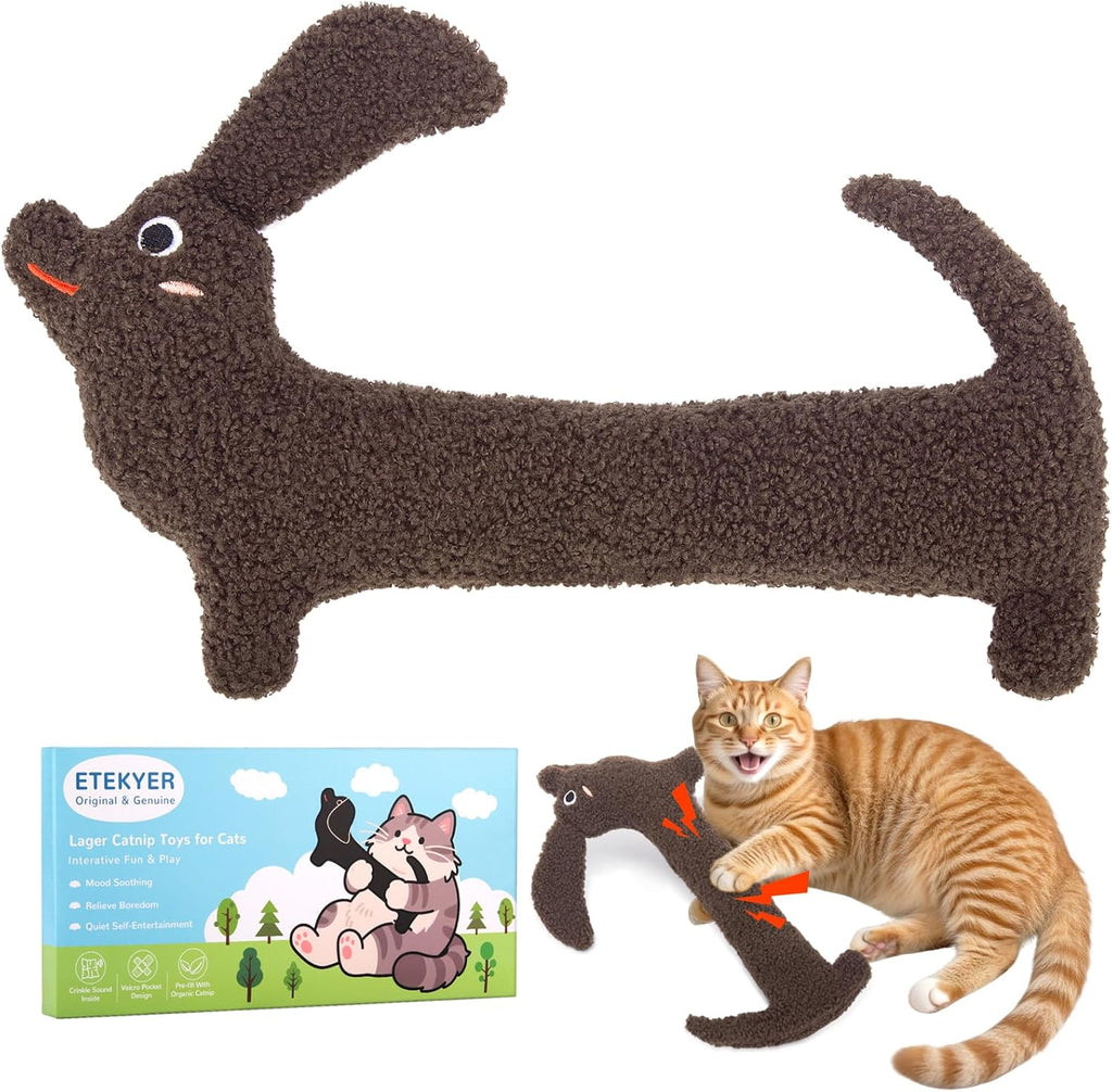ETEKYER Refillable Catnip Cat Kicker Toy, Large, 13.77 Inches | Crinkle Sound, Durable and Soft, For Indoor Cats, Boredom Relief Interactive Fun