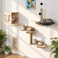 Cat Wall Shelves, Wooden 6-Piece Multi-Level Cat Climbing Furniture, House, Steps, Sisal Scratcher, Perches Bed & Ball, Space-Saving Wall Mounted Cats Shelves for Play & Rest