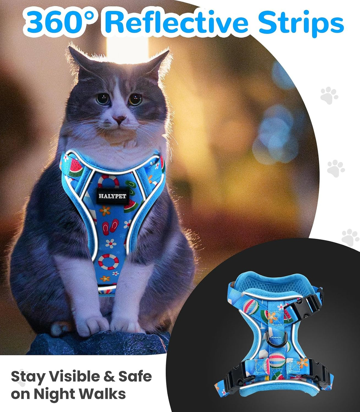 Halypet Cat Harness and Leash Set, Escape Proof Adjustable Harness