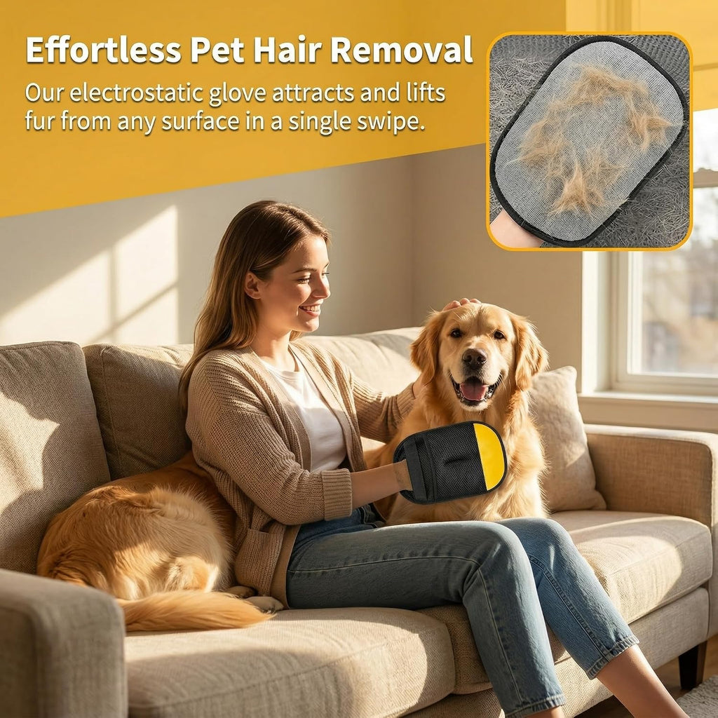 Pet Hair Removal Glove for Dogs & Cats, Upgraded Reusable Electrostatic Pet Hair Glove, Magic Brush Pet Hair Remover for Laundry, Couch, Carpet, Car Seat