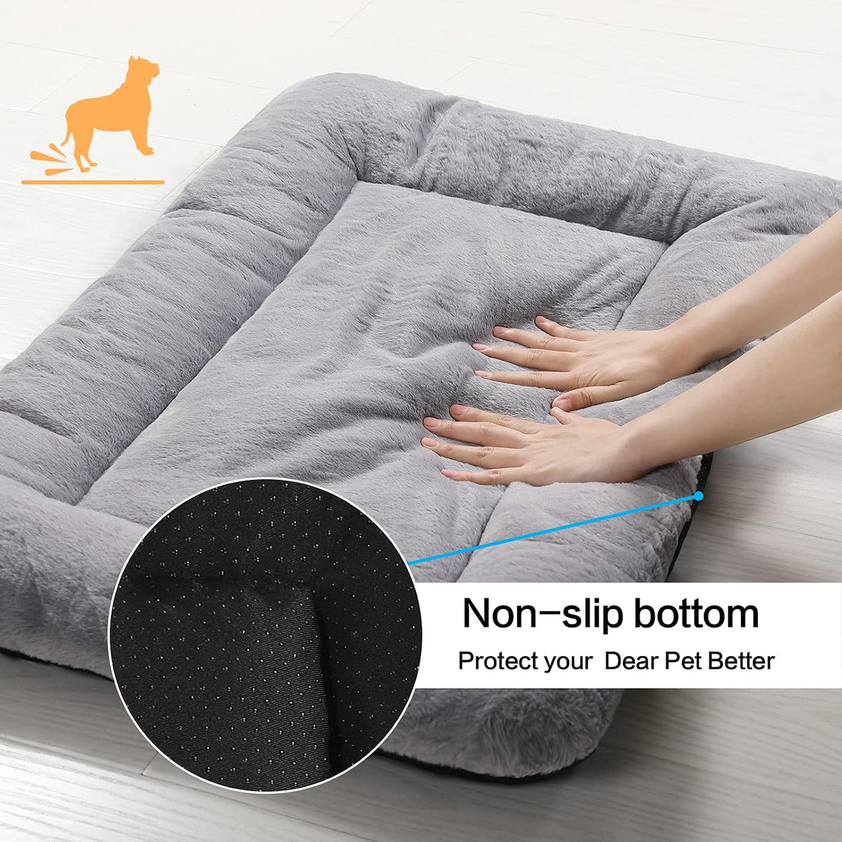 Dog Crate Pad Washable Dog Bed for Crate Extra Large Cozy Mat 48-Inch Gray