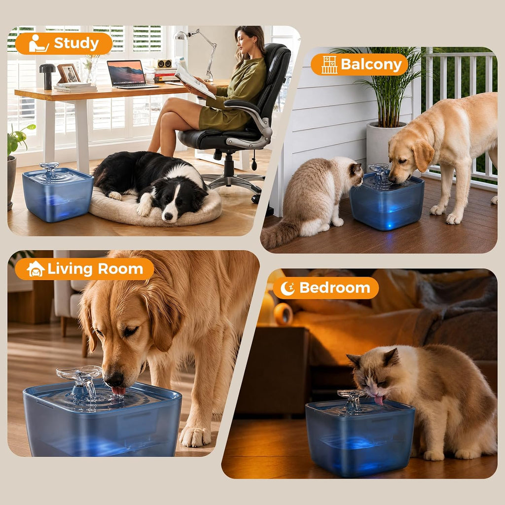 Pet Water Fountain for Large Dogs & Cats, 7L/1.84Gal, Quiet Automatic Pump