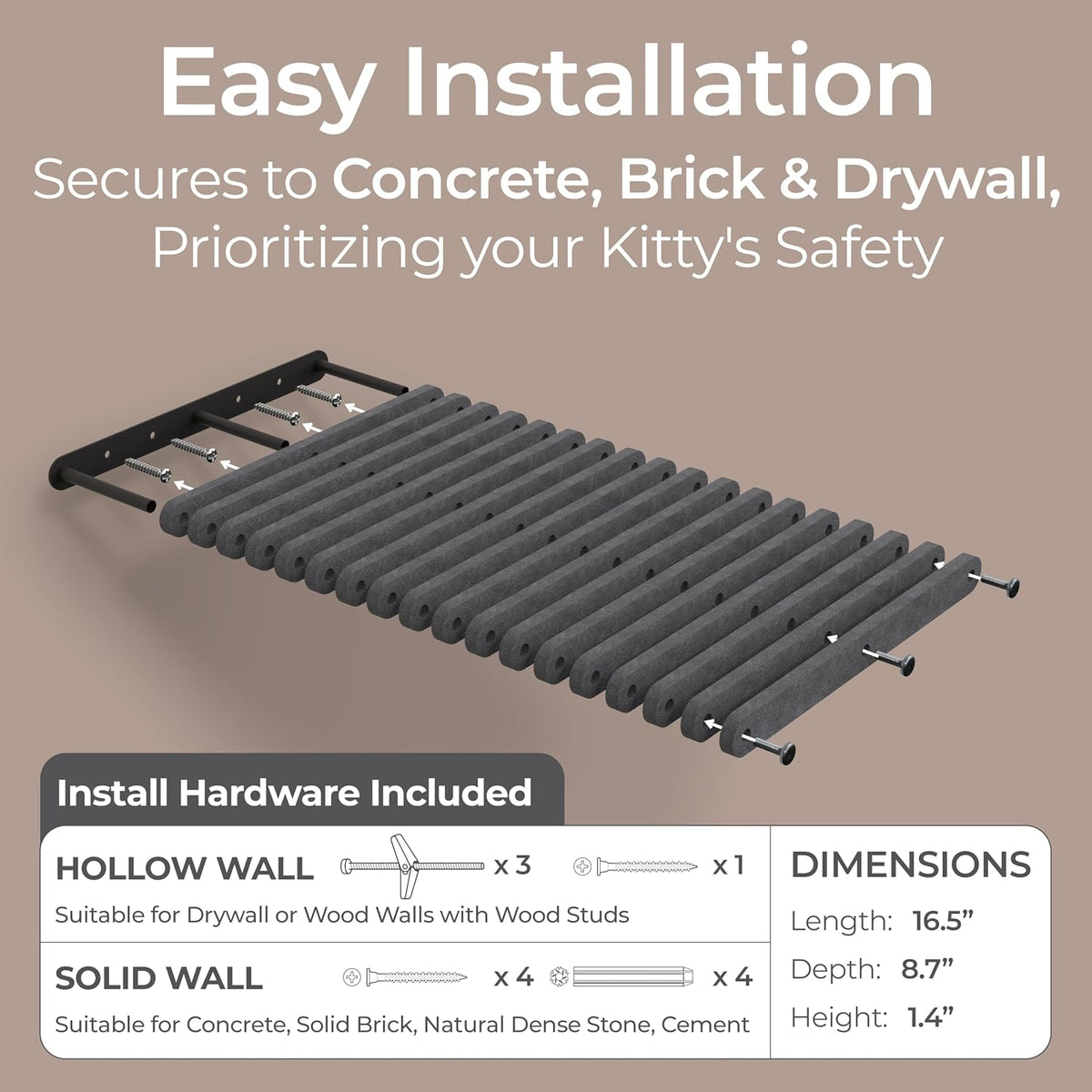 Cat Wall Shelf (Long) - Indoor & Outdoor by Pryde Pets
