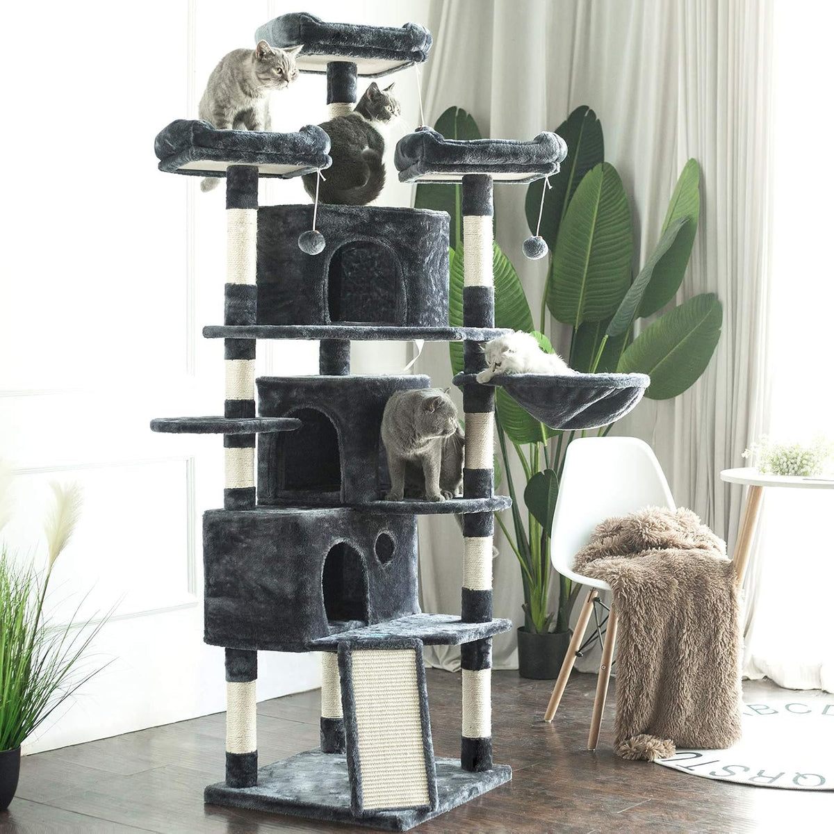 Hey-brother Cat Tree Tower with Multi-Level Large Condo, Platform, MPJ032G