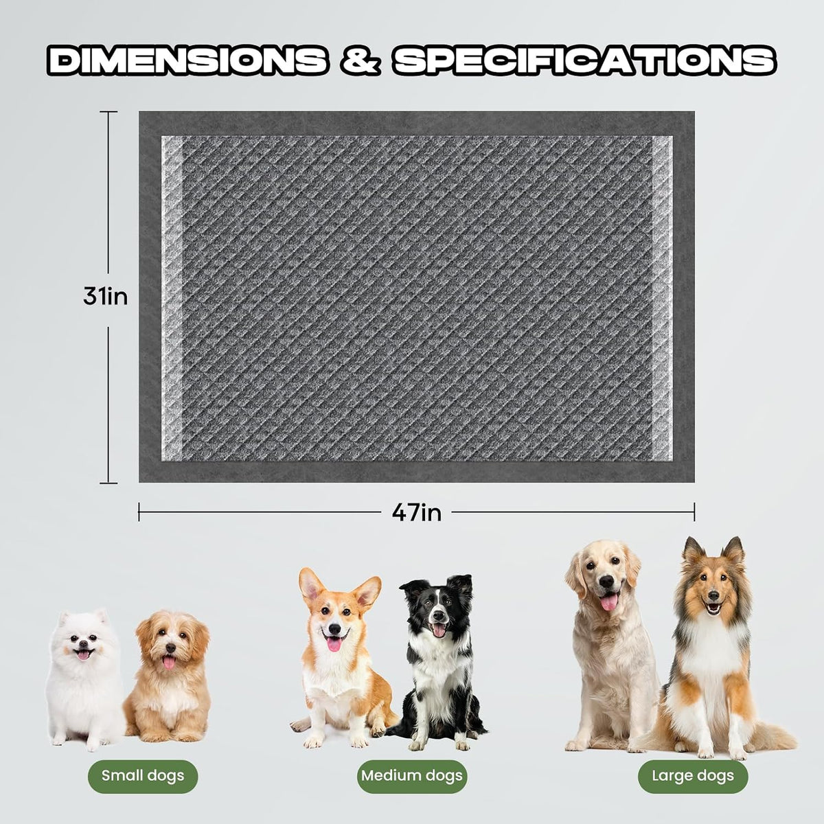 Dog Pee Pads for Dogs Extra Large 31"x47" Count with Tabs