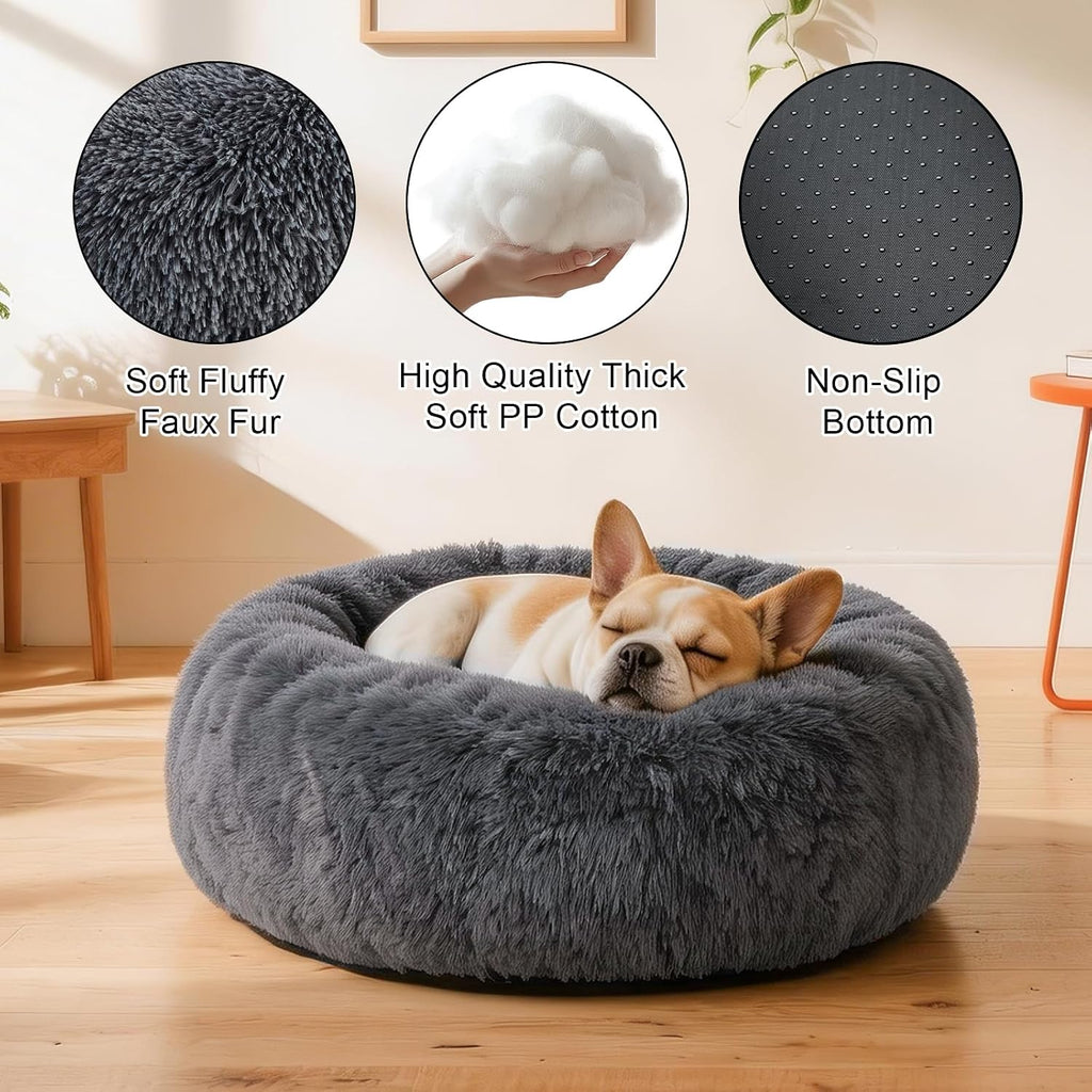 Dog Calming Beds for Large Dogs Round Donut Washable Large Sized Dog Bed