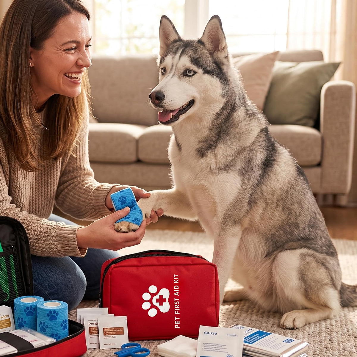 Dog First Aid Kit, Pet Travel Essentials, Emergency Supplies for Cats, Dogs
